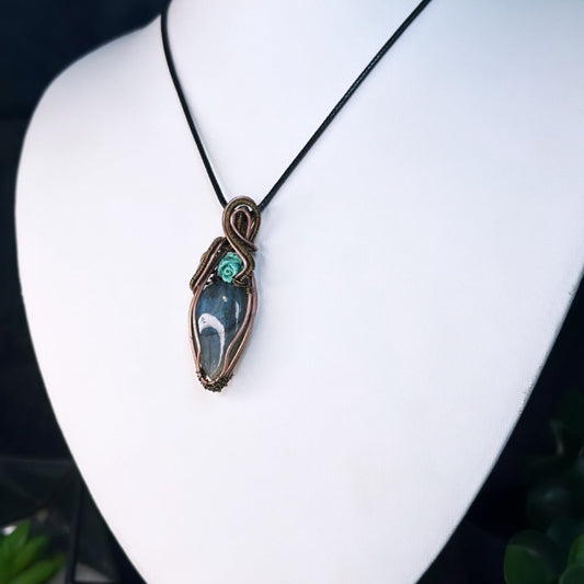 Rose Teardrop Labradorite Necklace