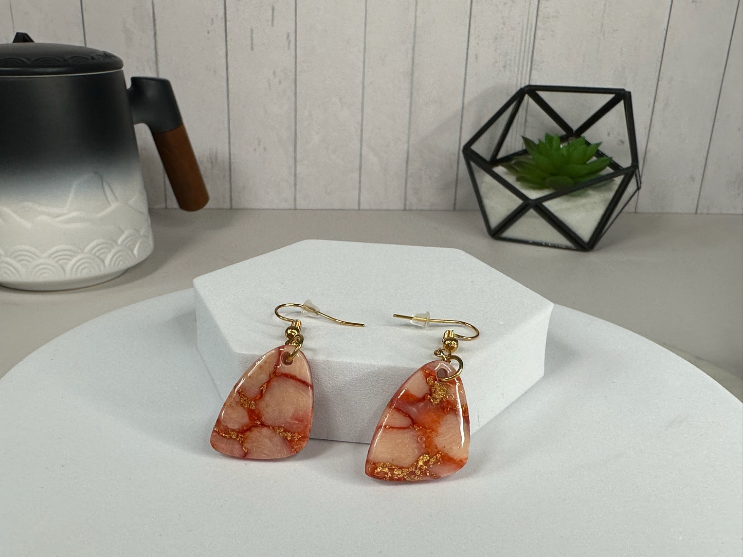 Marbled Terracota Clay Dangle Earrings