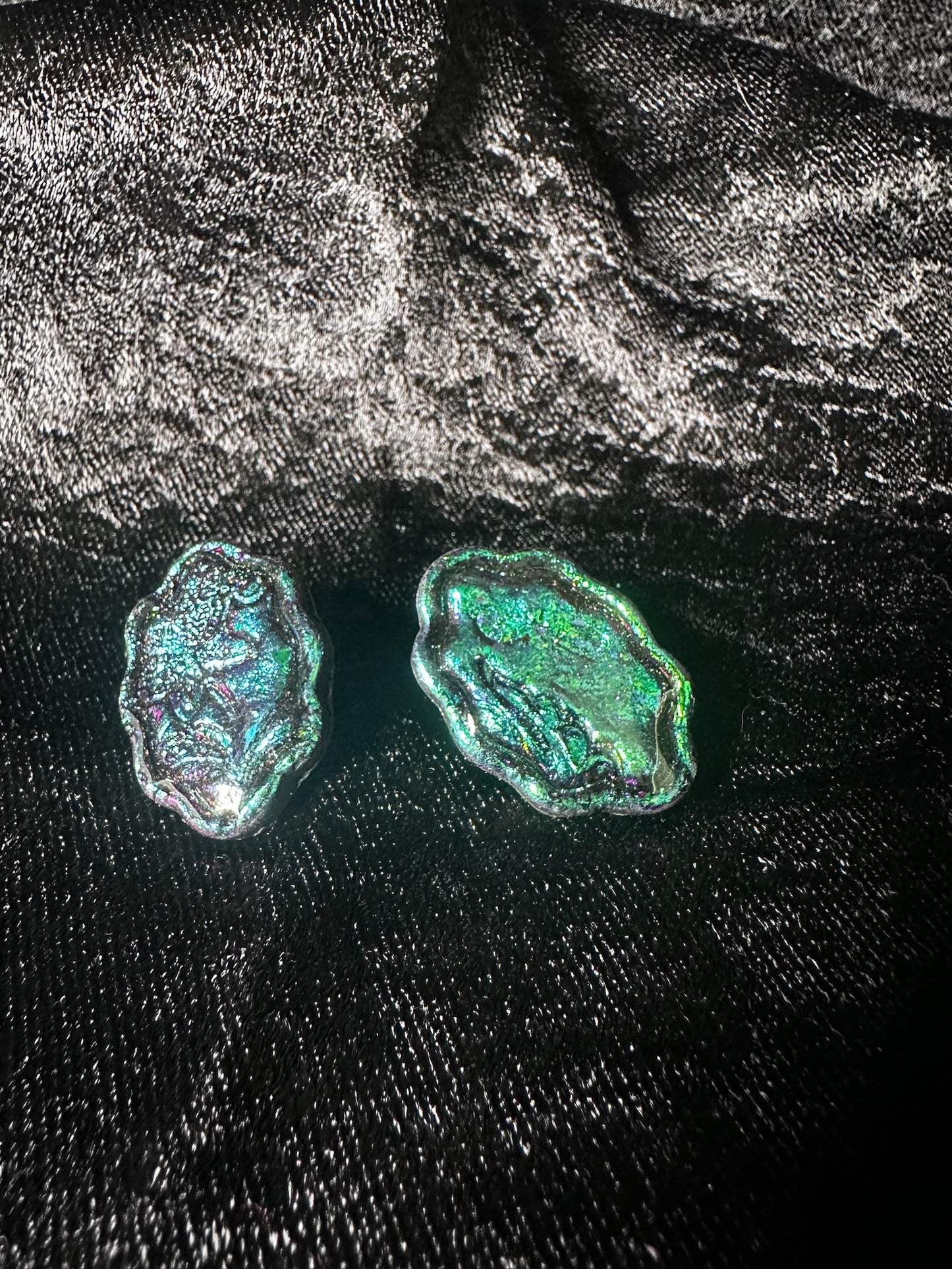 Victorian Duo Chrome Color Shifting Button Earrings