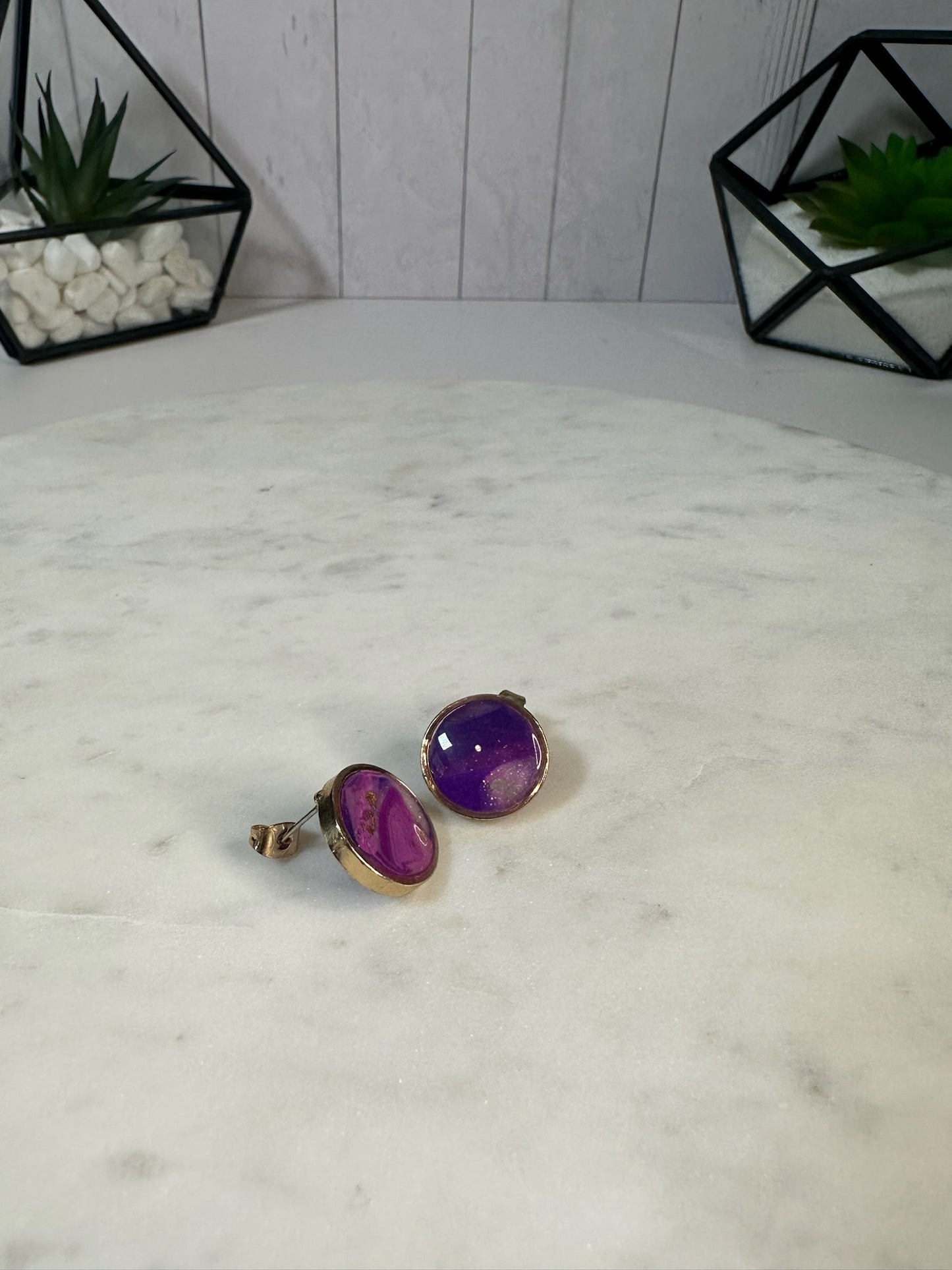 Flirty Purple Shimmer Stud Earrings