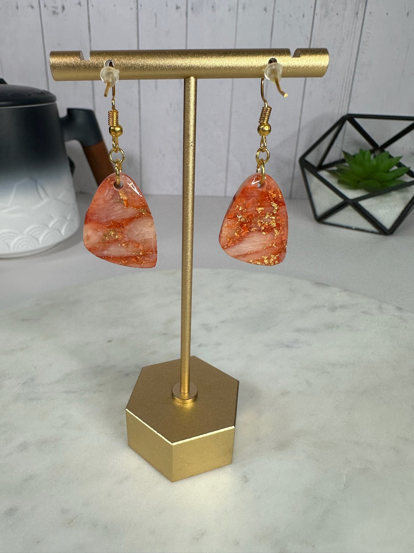 Marbled Terracota Clay Dangle Earrings