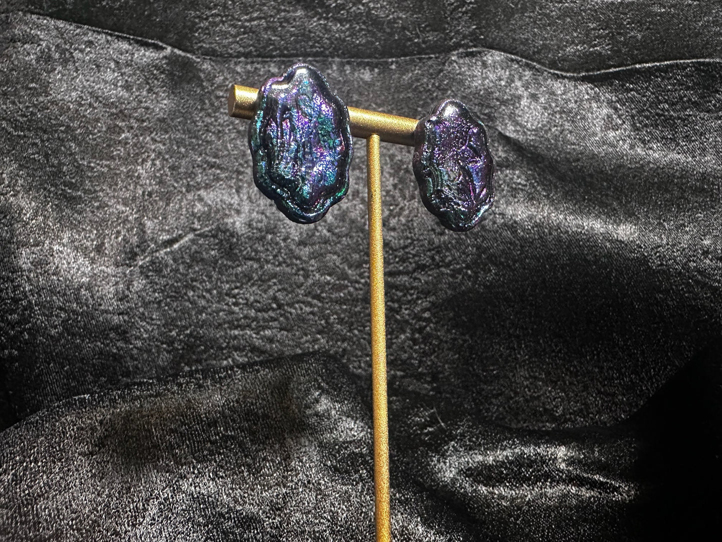 Victorian Duo Chrome Color Shifting Button Earrings