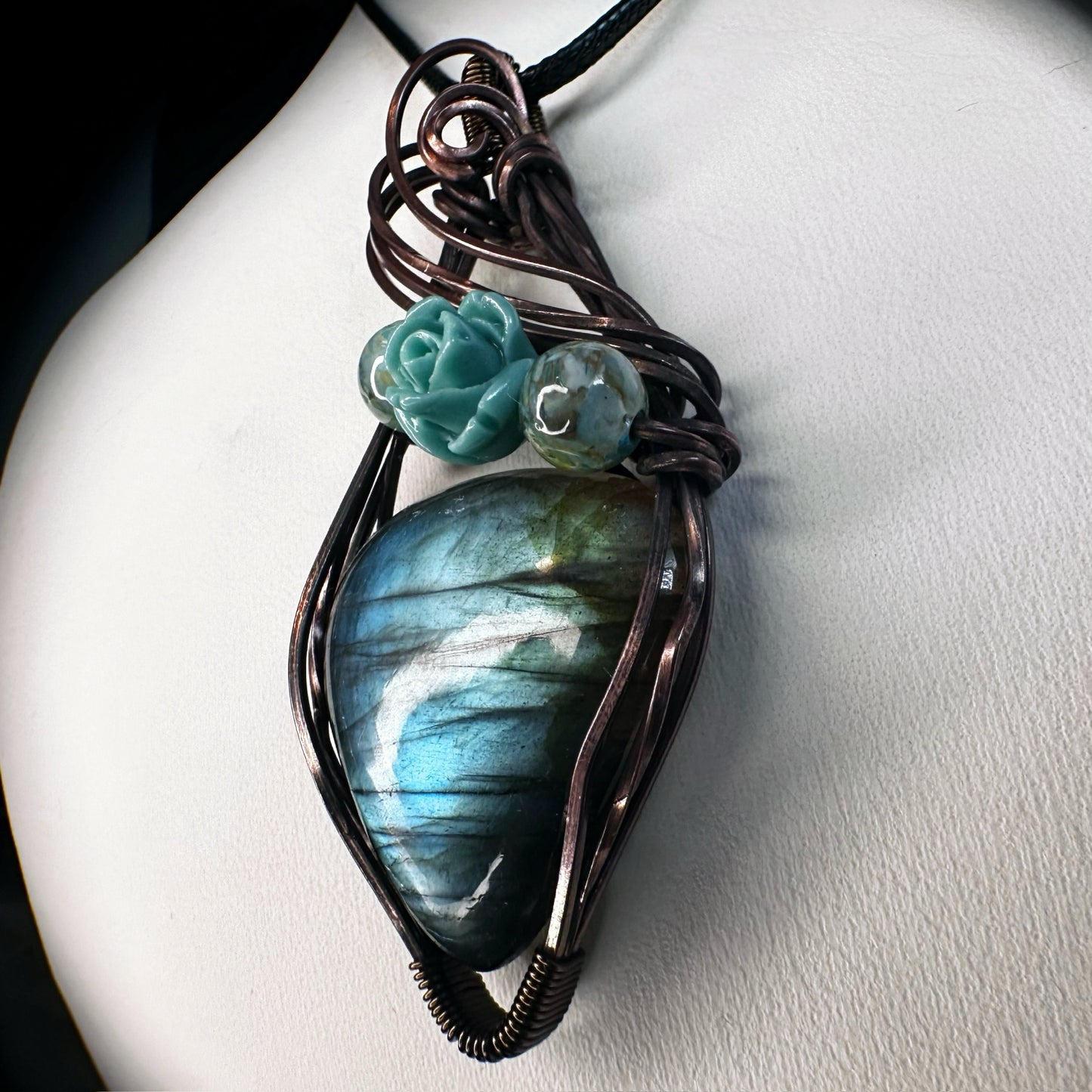 Triple Goddess Teardrop Labradorite Necklace