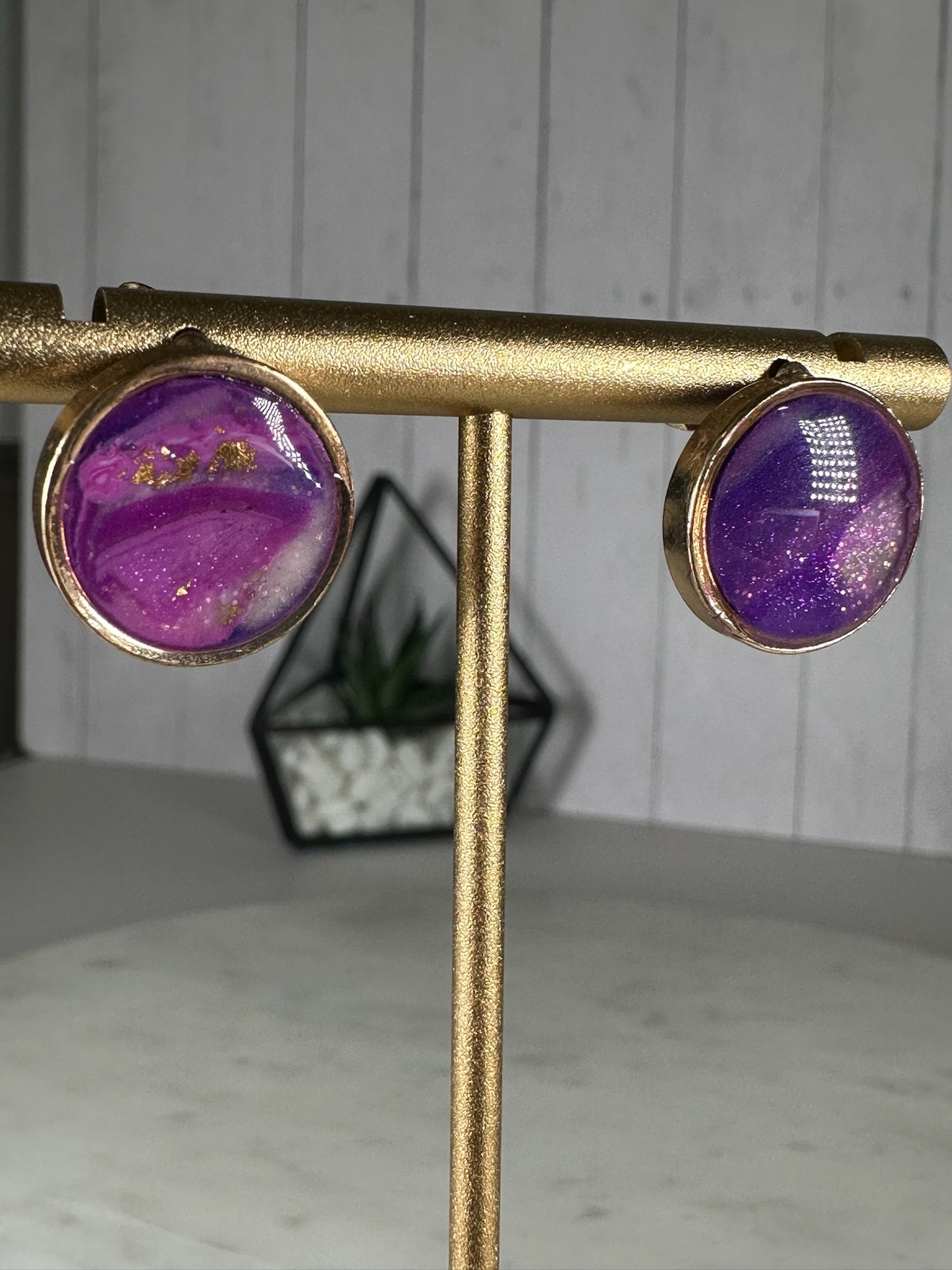 Flirty Purple Shimmer Stud Earrings