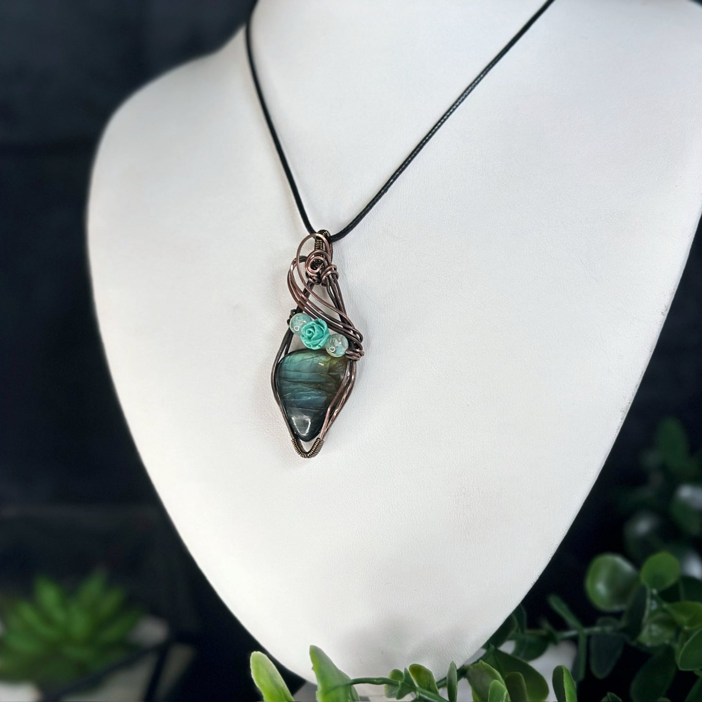 Triple Goddess Teardrop Labradorite Necklace