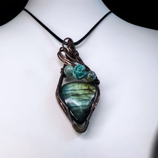 Triple Goddess Teardrop Labradorite Necklace