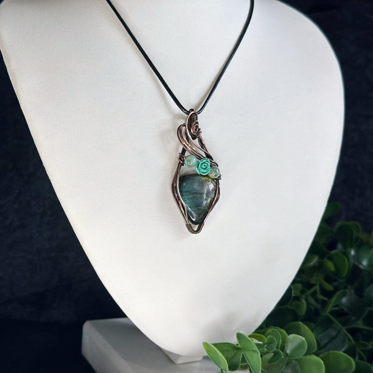 Triple Goddess Teardrop Labradorite Necklace