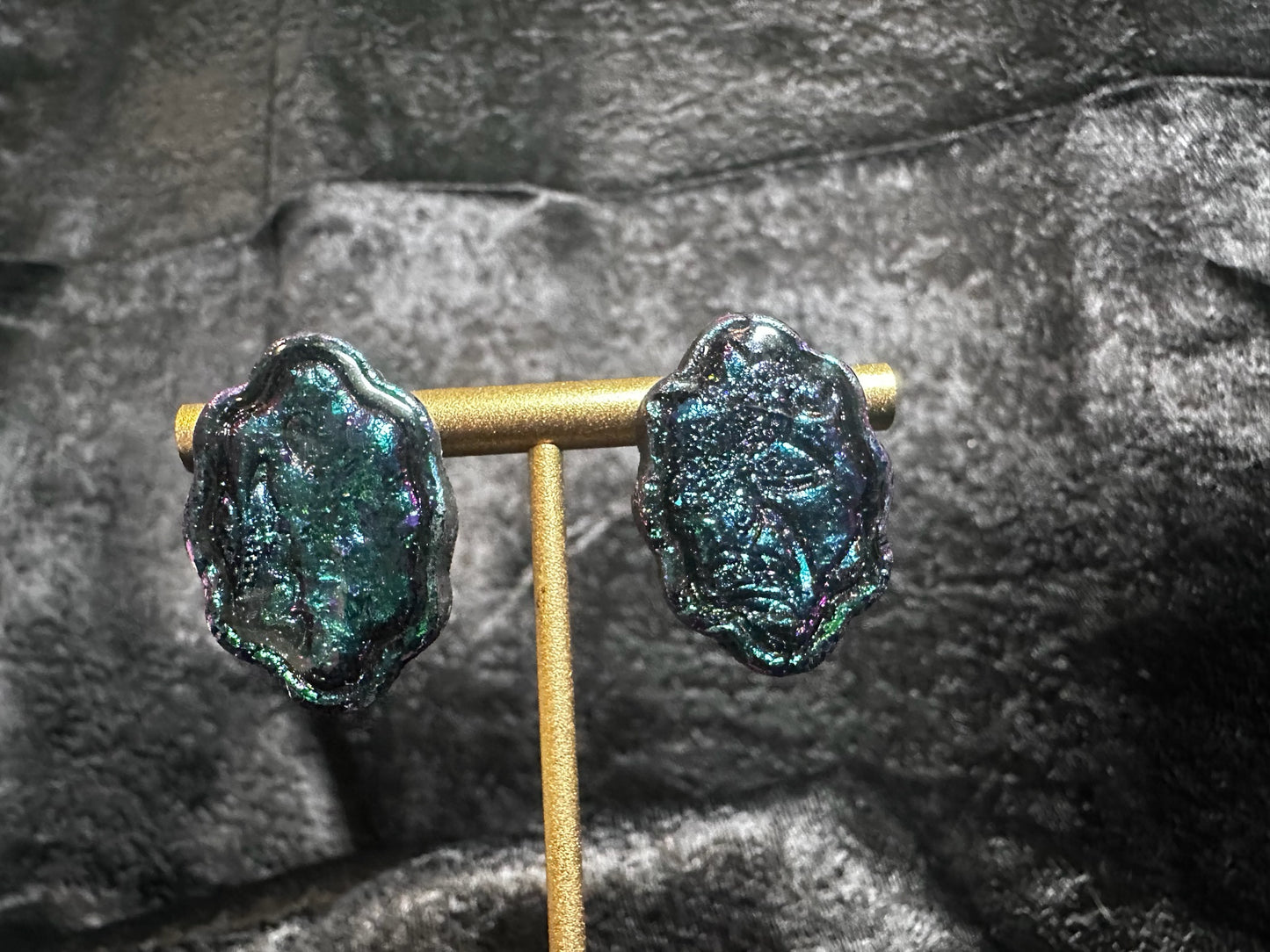 Victorian Duo Chrome Color Shifting Button Earrings