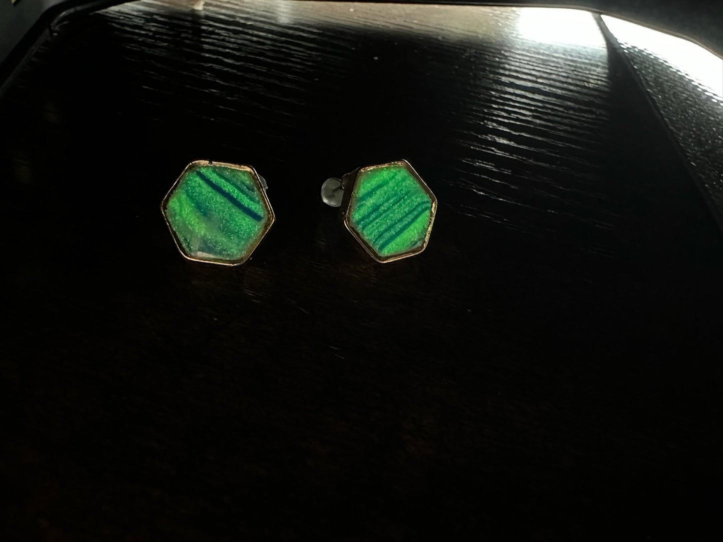 Elegant Gold and Blue Glow In The Dark Stud Earrings