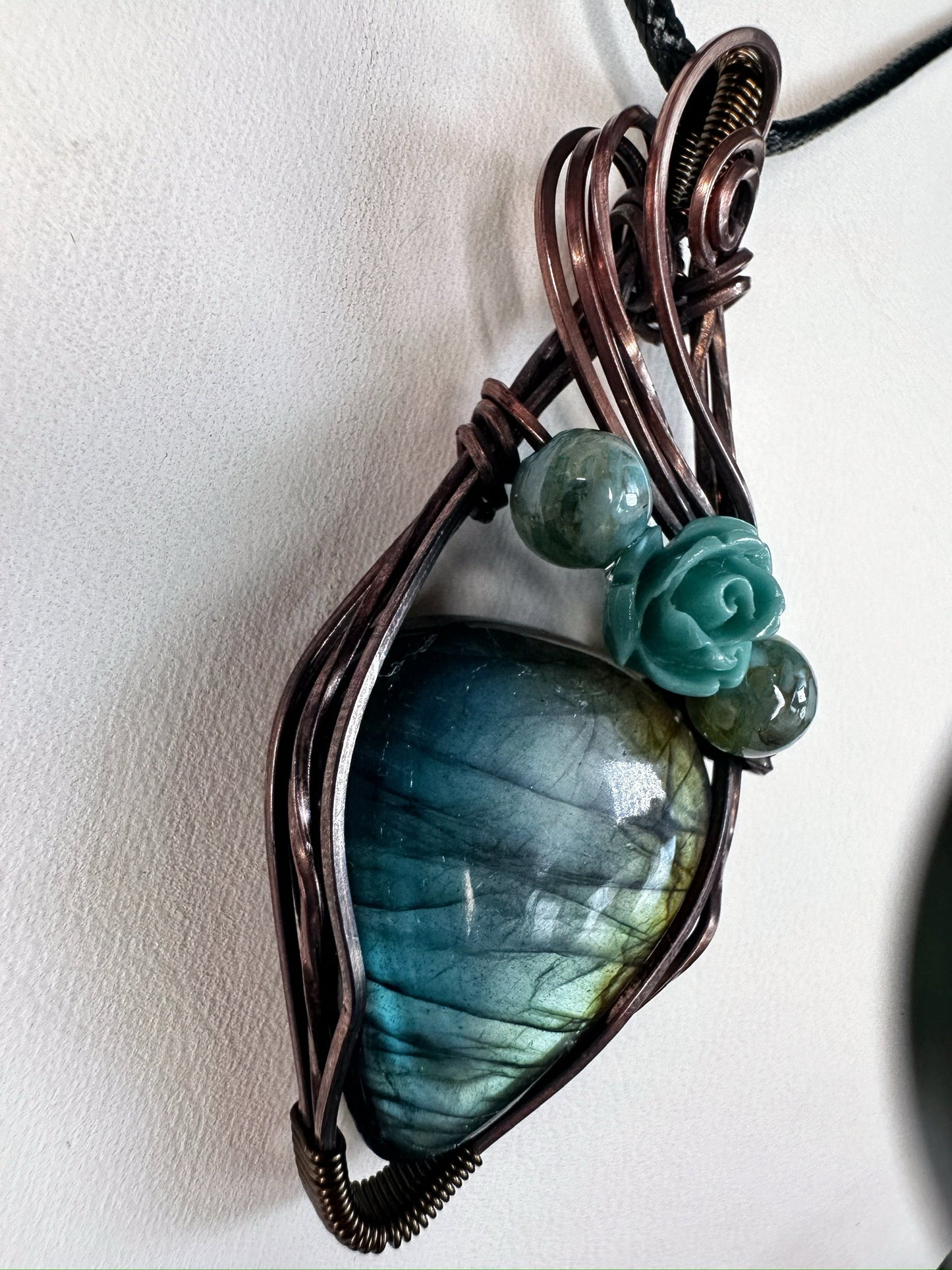 Triple Goddess Teardrop Labradorite Necklace