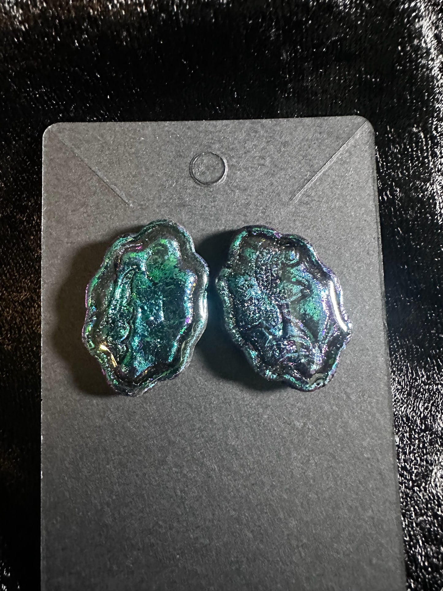 Victorian Duo Chrome Color Shifting Button Earrings