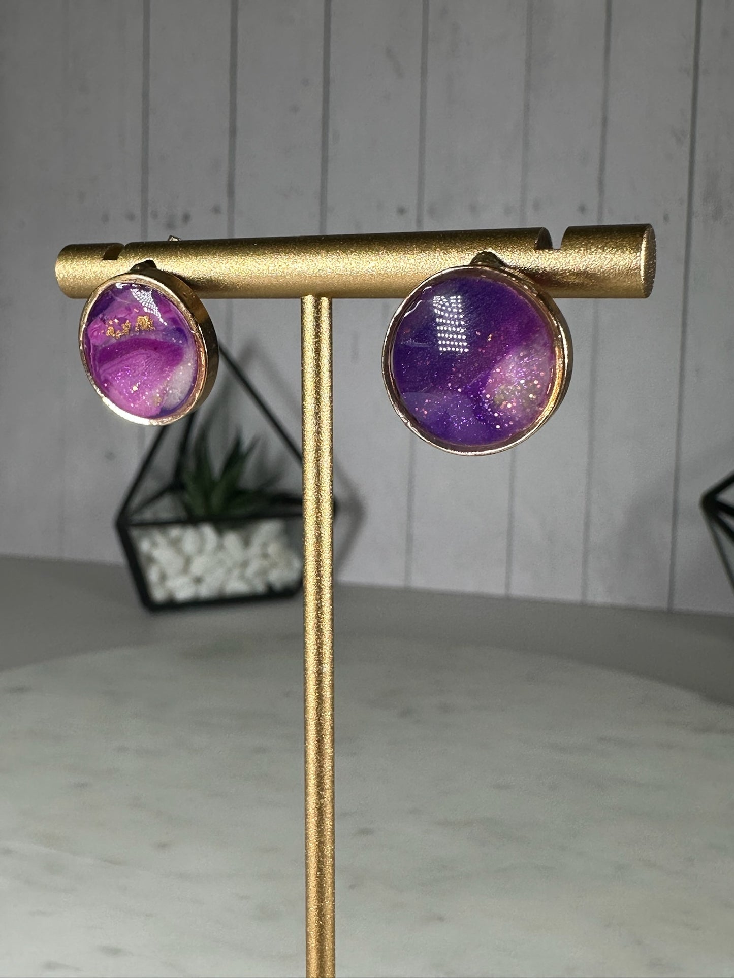 Flirty Purple Shimmer Stud Earrings